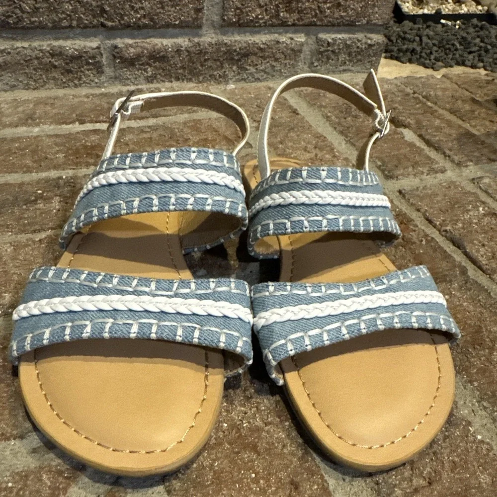 Girls DV Dolce Vita Clovar Blue‎ Strappy Denim Braided Sandals Size 2Y #0021